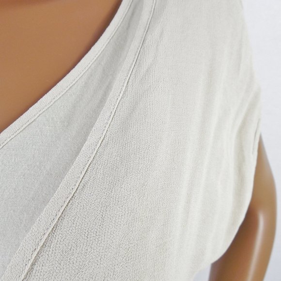 CHICO'S Top M Sz 1 Beige/Tan Knit Tunic Blouse Chiffon Overlay Relaxed Fit - Picture 4 of 11